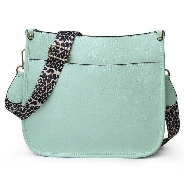 Teal Crossbody Handbag Purse Leopard Animal Strap