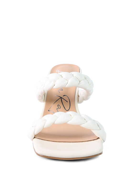 White BELADONA BRAIDED STRAP MID HEEL SANDAL