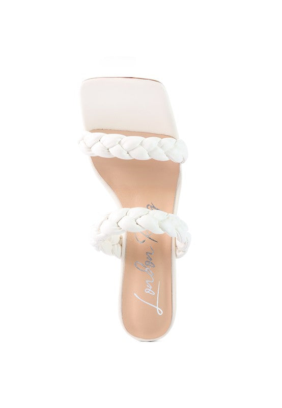 White BELADONA BRAIDED STRAP MID HEEL SANDAL