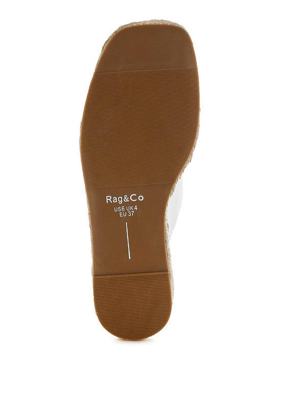 White Palala Genuine Soft Leather Square Toe Espadrilles