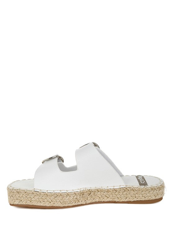 White Palala Genuine Soft Leather Square Toe Espadrilles