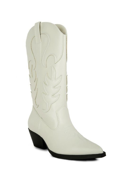 White cowboy boot on a white background