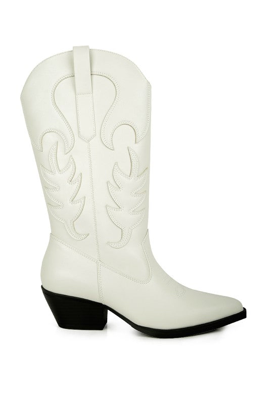White cowboy boot on a white background