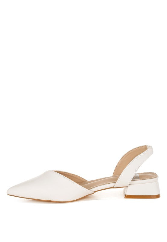 White Soft Real Leather Slingback Sandals