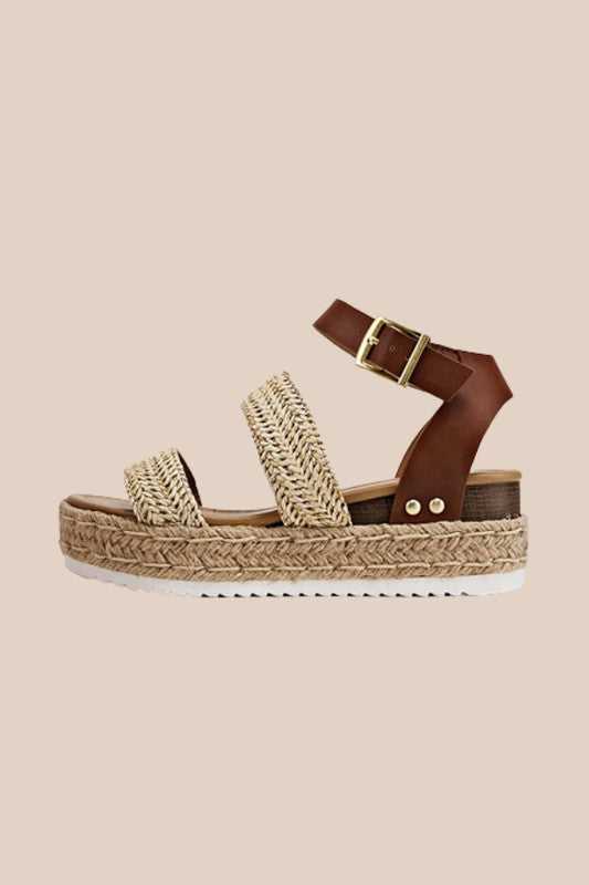 Natural OPEN TOE ANKLE STRAP ESPADRILLES