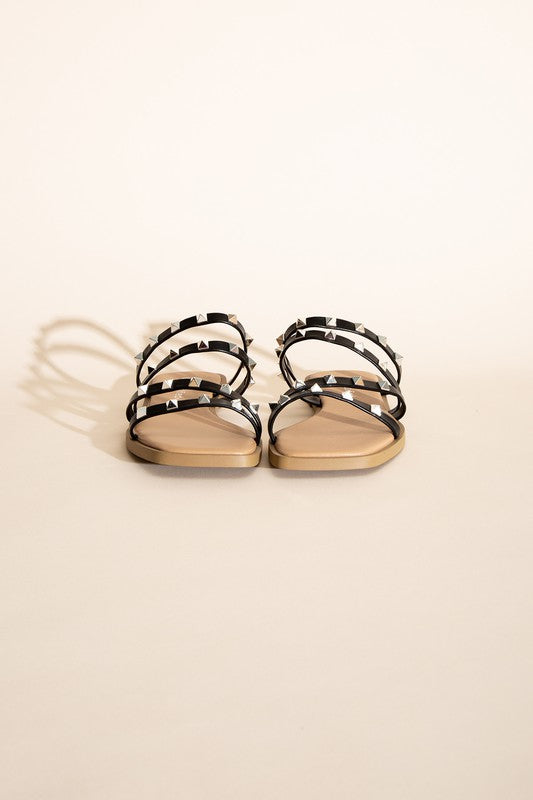 Black Stud Flat Slides