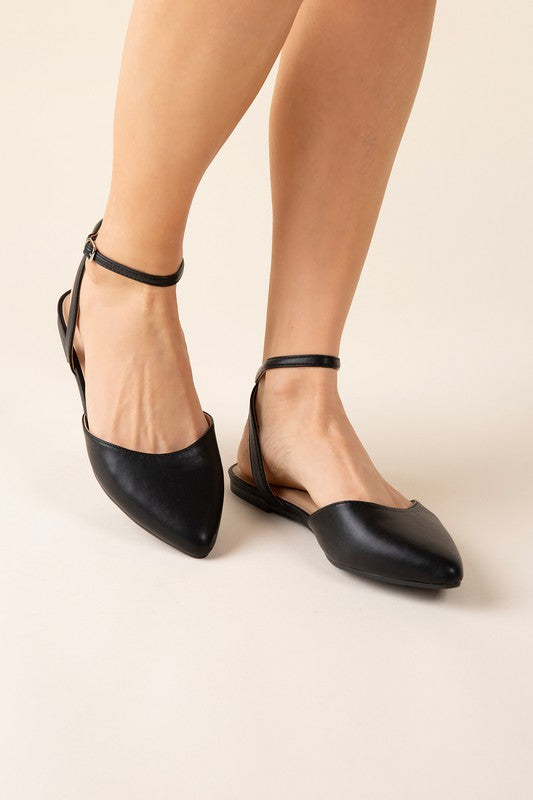 Black ANKLE STRAP FLATS