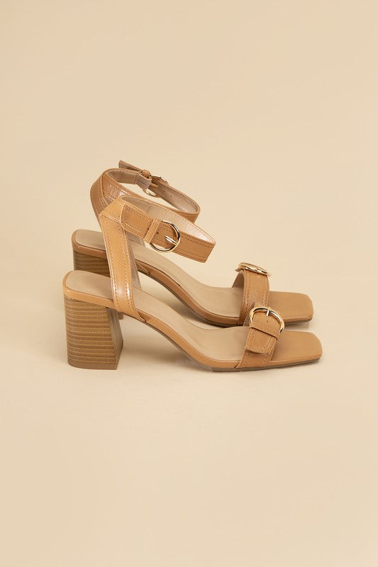 Camel BUCKLE SANDAL HEELS