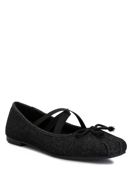 Black Criss Cross Strap Ballet Flats