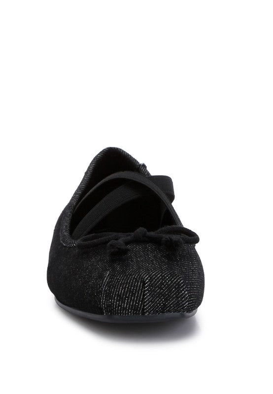 Black Criss Cross Strap Ballet Flats