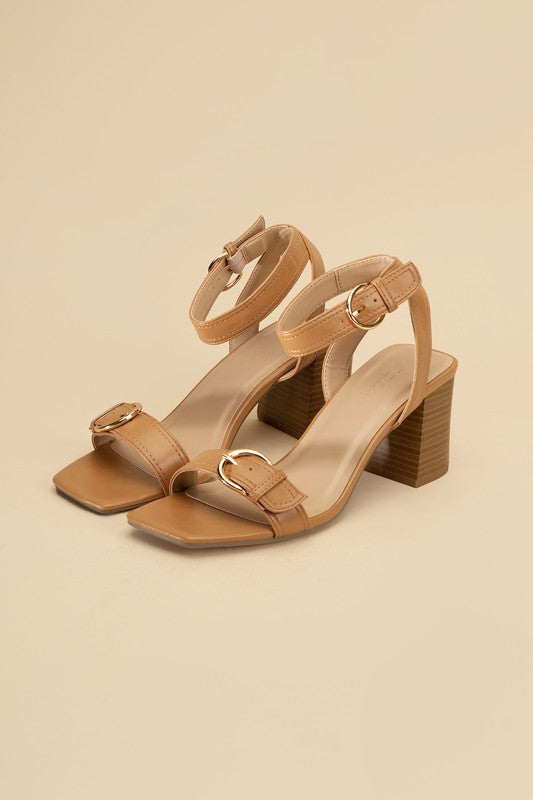 Camel BUCKLE SANDAL HEELS