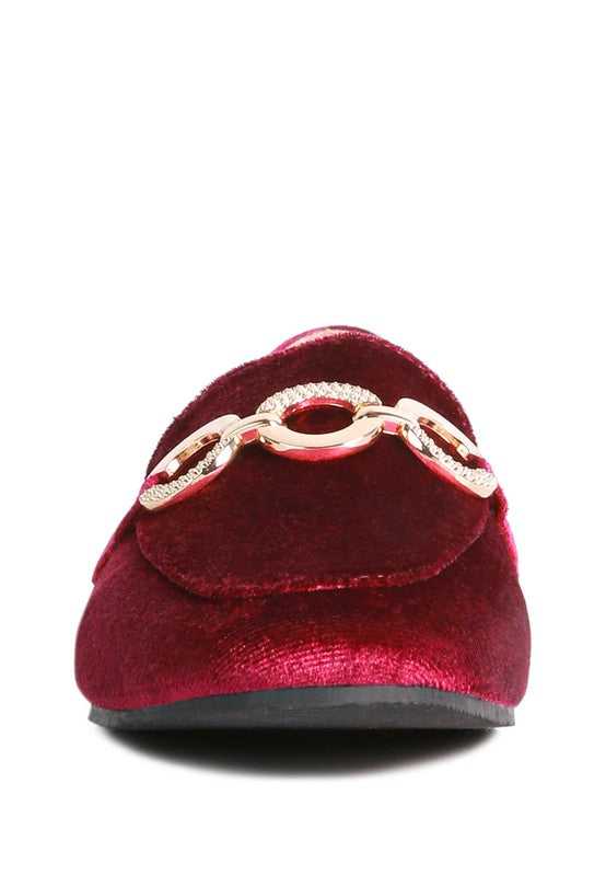 Burgundy Croc Textured Metal Show Detail Loafers