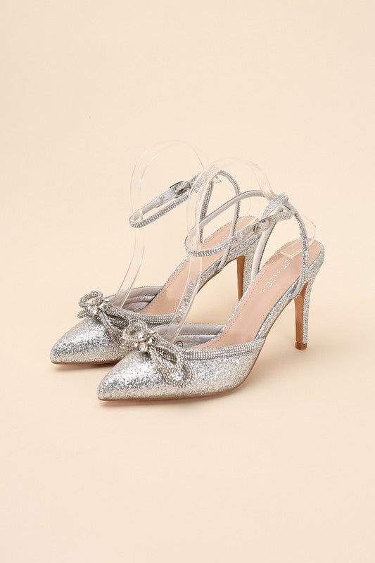Silver Double Bow Stiletto Heel