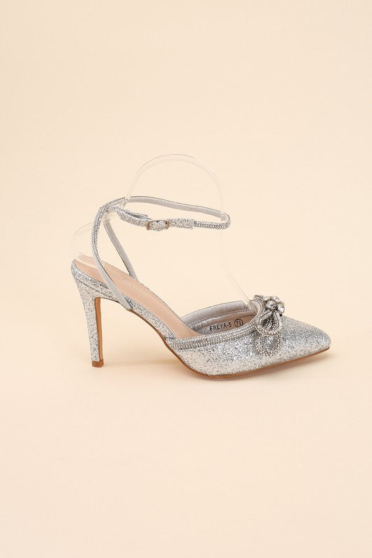 Silver Double Bow Stiletto Heel
