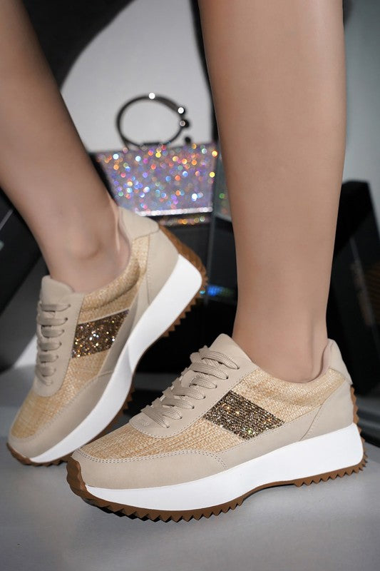 Platform Low Top Lace Up Sneakers