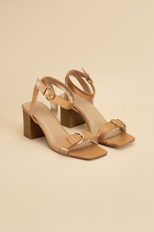 Camel BUCKLE SANDAL HEELS