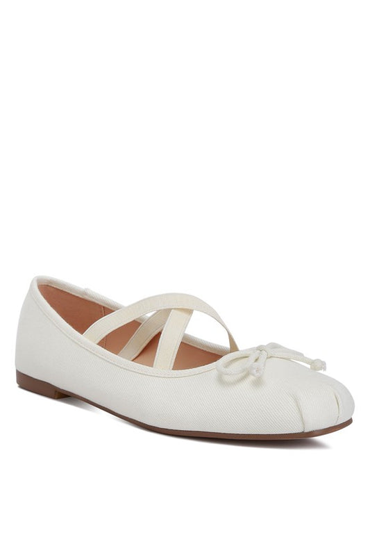 Beige Criss Cross Strap Ballet Flats