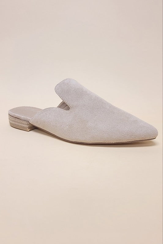Nude POINTED TOE SLIP ON MULE FLATS