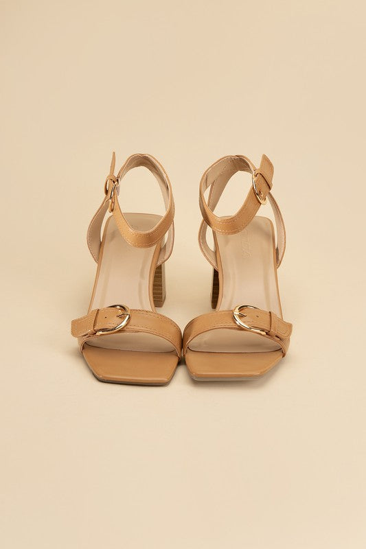 Camel BUCKLE SANDAL HEELS