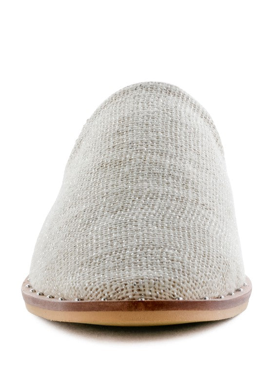 Silver SUEDE CANVAS MULES