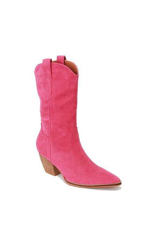 Fushcia ARISA FAUX SUEDE WESTERN BOOTS
