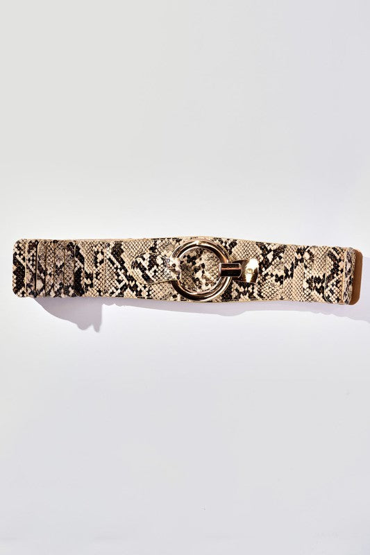 Brown SNAKE PRINT FASHION BELT