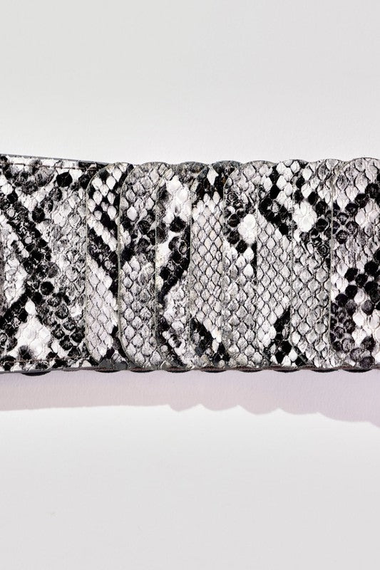 Black SNAKE PRINT FASHION BELT