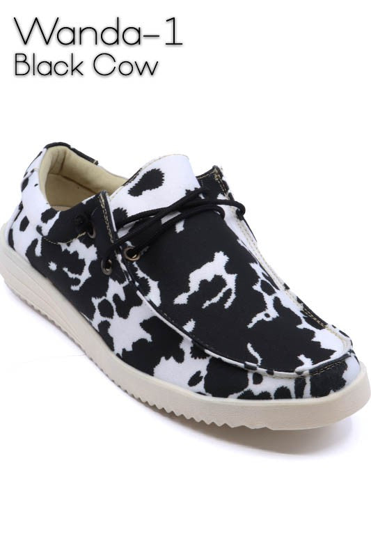 Black Cow Slip on Moccasin sneaker