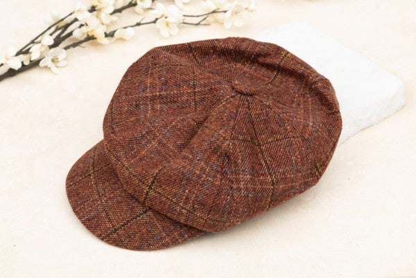 Rust  Plaid Newsboy Caps