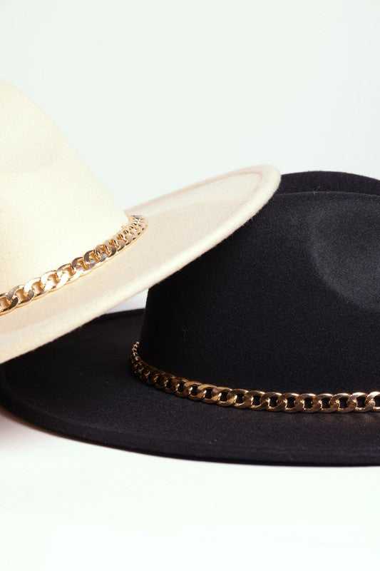 FASHIONISTA CHAIN FEDORA WITH GOLD CHAIN