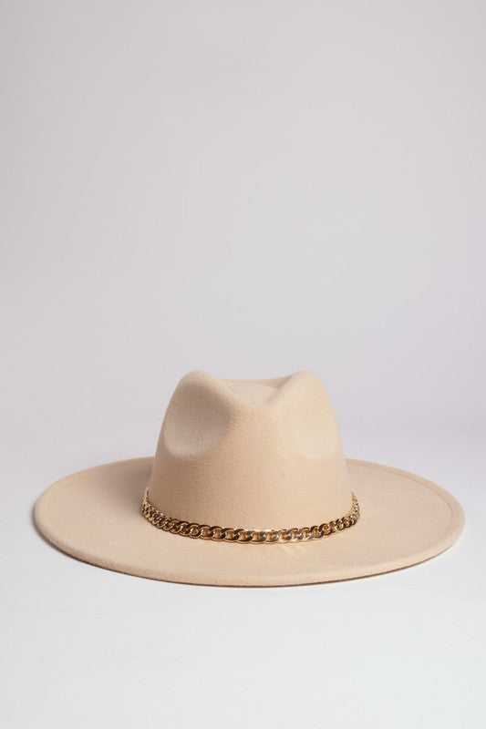 FASHIONISTA CHAIN FEDORA WITH GOLD CHAIN