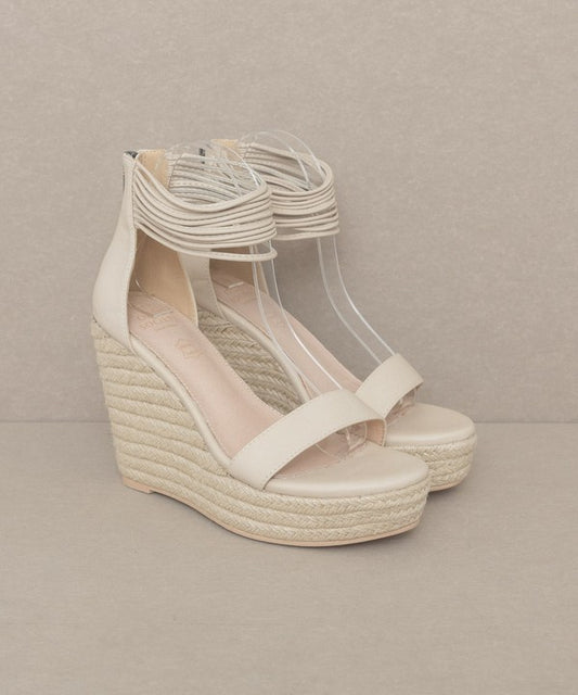 Beige Layered Ankle Wedge