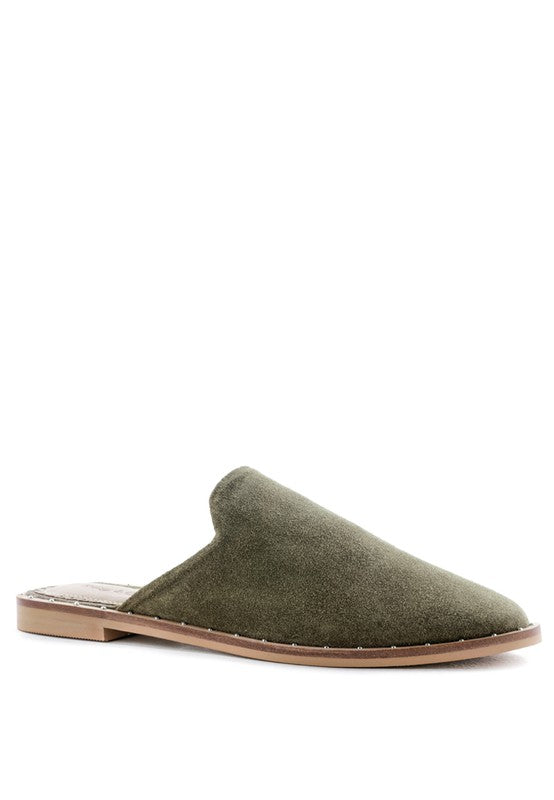 Green SUEDE CANVAS MULES