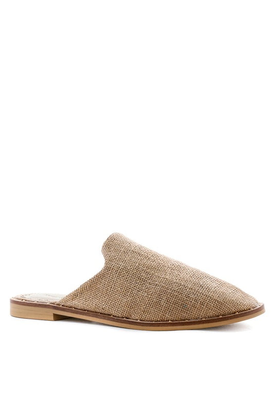 Khaki SUEDE CANVAS MULES
