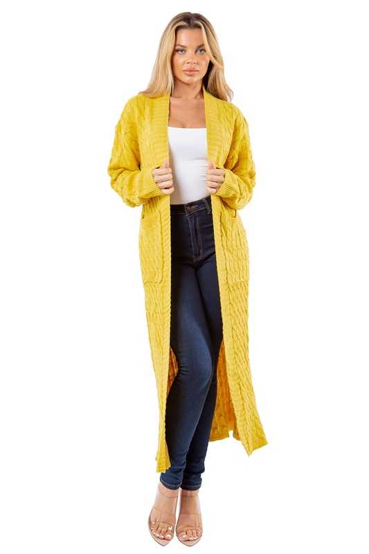 Yellow LONG MAXI SWEATER CARDIGAN