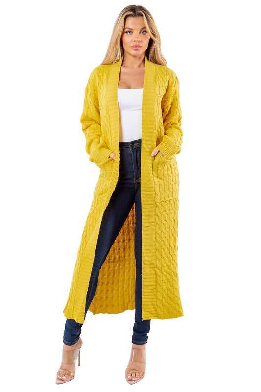 Yellow LONG MAXI SWEATER CARDIGAN