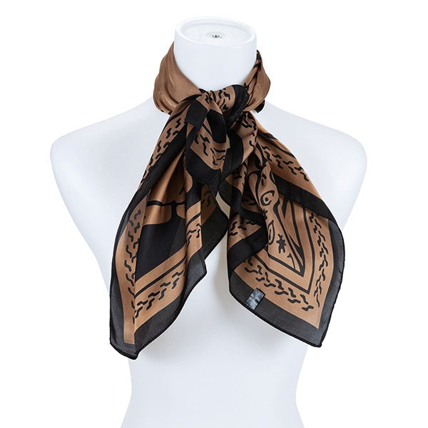 Black SAUNDRA NEUTRAL TONE SILK SCARF