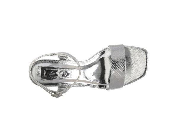 Silver Metallic High Block Heel Sandal
