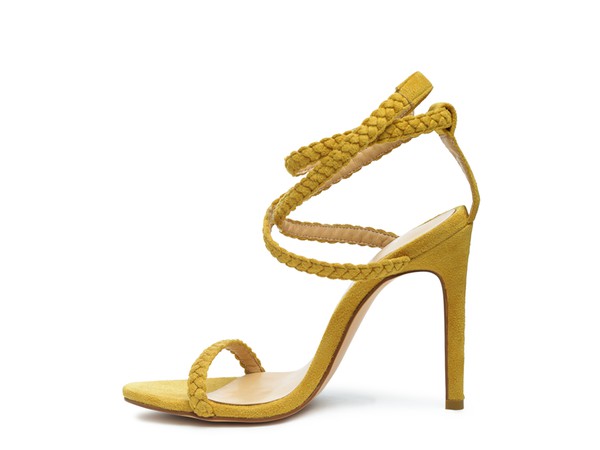 Yellow SUEDE STILETTO SLING-BACK SANDAL