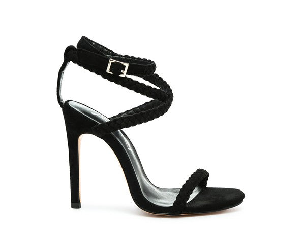 Black SUEDE STILETTO SLING-BACK SANDAL