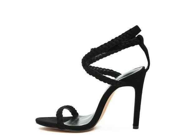 Black SUEDE STILETTO SLING-BACK SANDAL