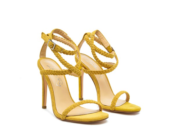 Yellow SUEDE STILETTO SLING-BACK SANDAL