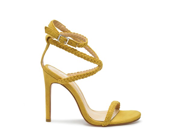 Yellow SUEDE STILETTO SLING-BACK SANDAL