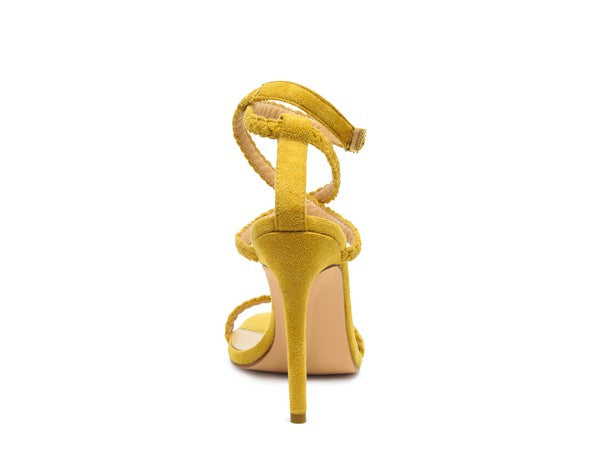 Yellow SUEDE STILETTO SLING-BACK SANDAL