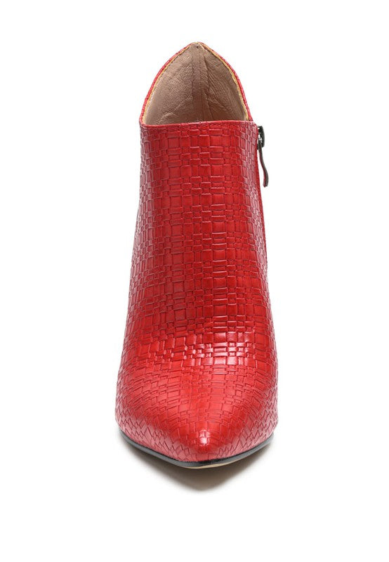 Red WOVEN TEXTURE STILETTO BOOT
