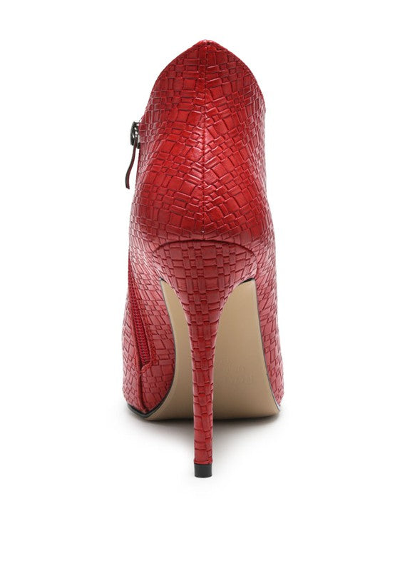 Red WOVEN TEXTURE STILETTO BOOT