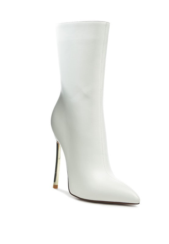 White OVER THE ANKLE STILETTO BOOT