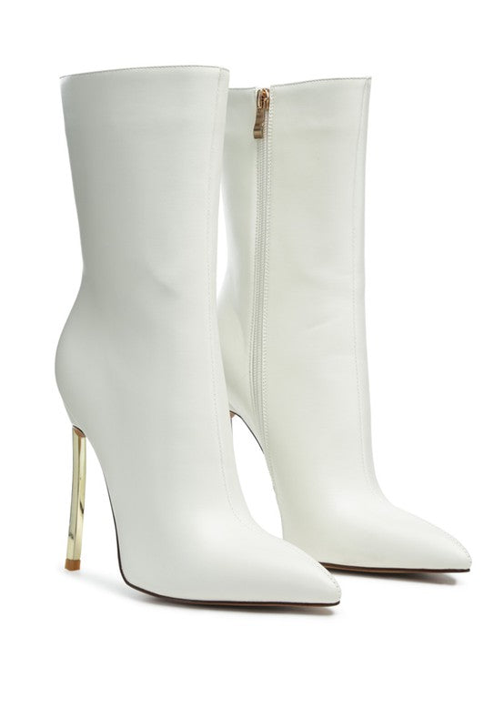 White OVER THE ANKLE STILETTO BOOT