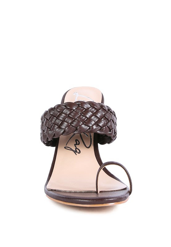 Espresso HIGH PERKS WOVEN STRAP TOE RING SANDALS