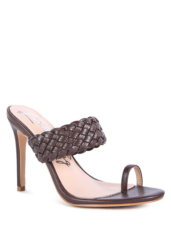 Espresso HIGH PERKS WOVEN STRAP TOE RING SANDALS